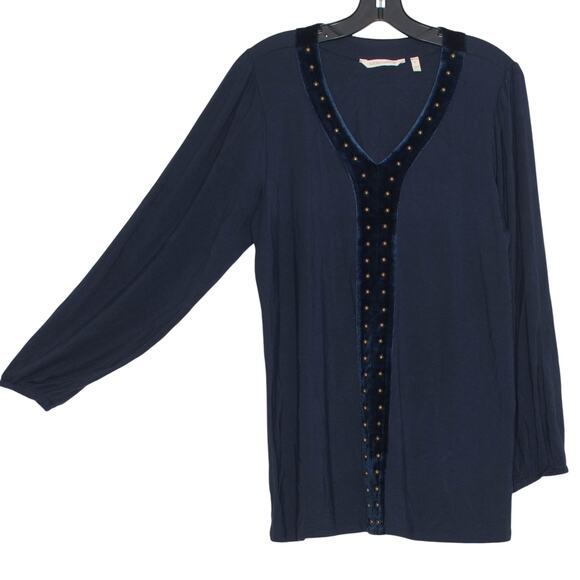 Soft Surroundings Top Adornment Velvet Stud Minimalist Boho Classic Blue Medium - Picture 5 of 5